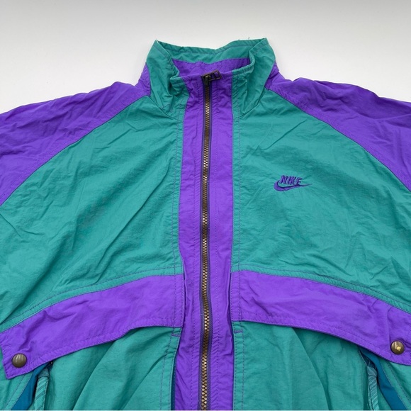 Vintage Nike Jacket Women’s Sz Small Teal Purple Windbreaker Full Zip Retro 90s - Picture 7 of 14